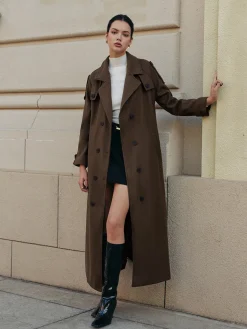 COMMENSE Leisure Belted Tweed Long Coat* Outerwear|Coats