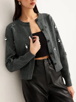 COMMENSE Leisure Button Sequins Cardigan* Cardigans|Sweaters & Cardigans