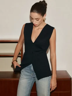 COMMENSE Leisure Button Slim Sweater Vest* Sweater Vests|Sweaters & Cardigans