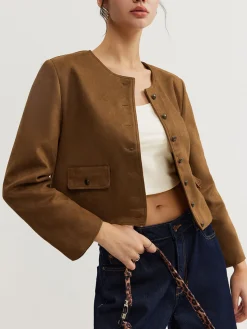 COMMENSE Leisure Button Suede Trench Coat* Outerwear|Coats