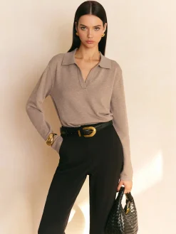 COMMENSE Leisure Collared Pullover Sweater* Sweater Tops|Sweaters & Cardigans