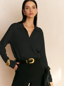 COMMENSE Leisure Collared Pullover Sweater* Sweater Tops|Sweaters & Cardigans