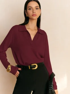 COMMENSE Leisure Collared Pullover Sweater* Sweater Tops|Sweaters & Cardigans