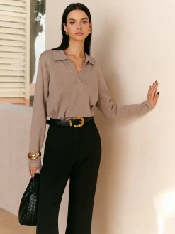 COMMENSE Leisure Collared Pullover Sweater* Sweater Tops|Sweaters & Cardigans