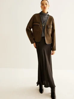 COMMENSE Leisure Contrast Trim Tweed Coat* Outerwear|Coats