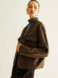 COMMENSE Leisure Contrast Trim Tweed Coat* Outerwear|Coats