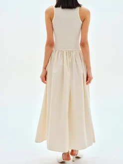COMMENSE Leisure Crew Neck Long Dress* White Dresses|Black Dresses