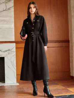 COMMENSE Leisure Metal Detail Belted Coat* Outerwear|Coats