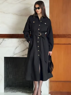 COMMENSE Leisure Metal Detail Belted Coat* Outerwear|Coats