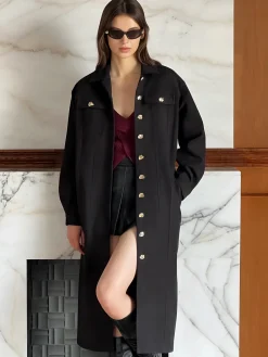 COMMENSE Leisure Metal Detail Belted Coat* Outerwear|Coats