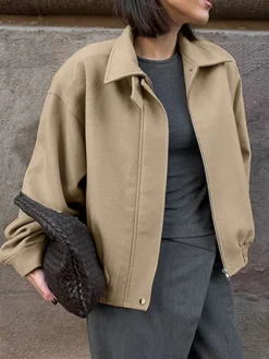 COMMENSE Leisure Plain Zip Polo Jacket* Outerwear|Jackets