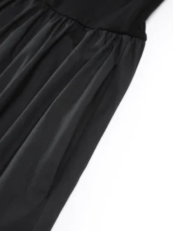 COMMENSE Leisure Pockets Long Sleeve Long Dress* Black Dresses|Casual Dresses