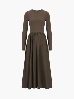COMMENSE Leisure Pockets Long Sleeve Long Dress* Black Dresses|Casual Dresses