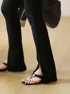 COMMENSE Leisure Slit Straight Leg Pants* Pants|Knitwear