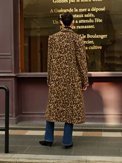 COMMENSE Leopard Pockets Long Wool Coat* Outerwear|Coats