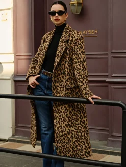 COMMENSE Leopard Pockets Long Wool Coat* Outerwear|Coats