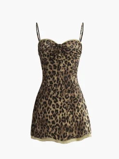 COMMENSE Leopard Print Cami Short Dress* Cocktail & Party Dresses|Summer Dresses