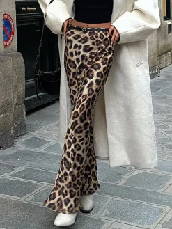 COMMENSE Leopard Print Slim Maxi Skirt* Skirts|Bottoms