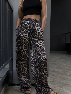 COMMENSE Leopard Print Wide Leg Pants* Wide Leg|Pants