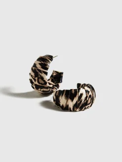 COMMENSE Leopard Printed C-Shape Stud Hoop Earrings* Earrings|Accessories
