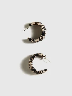 COMMENSE Leopard Printed C-Shape Stud Hoop Earrings* Earrings|Accessories