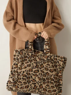 COMMENSE Leopard Printed Fuzzy Shoulder Bag* Bags|Accessories