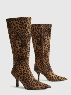 COMMENSE Leopard Printed Knee-High Zipper Boots* Shoes|Accessories
