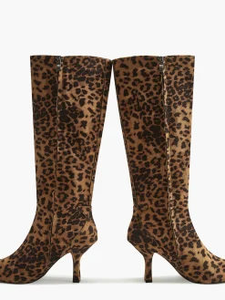 COMMENSE Leopard Printed Knee-High Zipper Boots* Shoes|Accessories