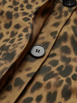 COMMENSE Leopard Printed Lapel Trench Coat* Outerwear|Tops