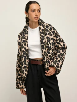 COMMENSE Leopard Printed Lapel Winter Coat* Outerwear|Coats