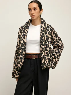 COMMENSE Leopard Printed Lapel Winter Coat* Outerwear|Coats