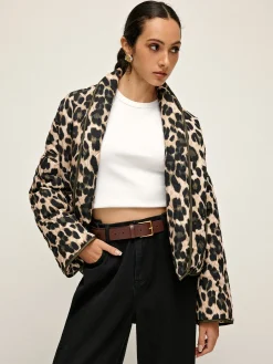 COMMENSE Leopard Printed Lapel Winter Coat* Outerwear|Coats