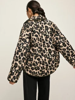 COMMENSE Leopard Printed Lapel Winter Coat* Outerwear|Coats