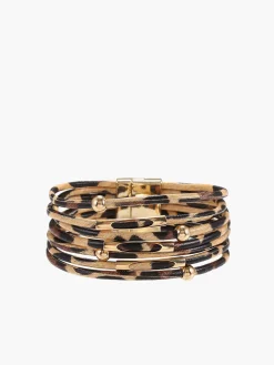 COMMENSE Leopard Printed Magnet Clasp Bracelet* Rings & Bracelets|Accessories