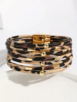COMMENSE Leopard Printed Magnet Clasp Bracelet* Rings & Bracelets|Accessories