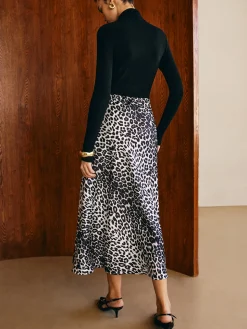 COMMENSE Leopard Printed Midi Skirt* Skirts|Bottoms