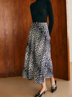 COMMENSE Leopard Printed Midi Skirt* Skirts|Bottoms