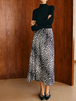 COMMENSE Leopard Printed Midi Skirt* Skirts|Bottoms