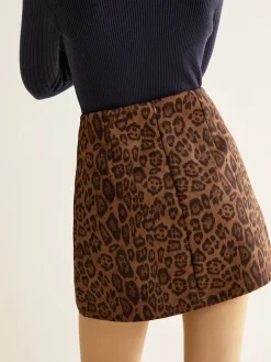 COMMENSE Leopard Printed Suede Skirt* Skirts|Bottoms