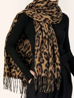 COMMENSE Leopard Printed Tassel Warm Scarf* Accessories