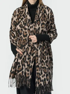 COMMENSE Leopard Printed Tassel Warm Scarf* Accessories
