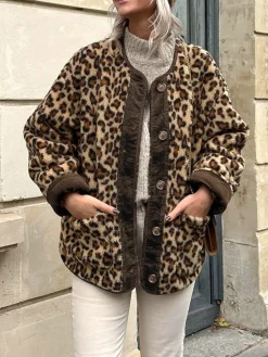 COMMENSE Leopard Printed Winter Coat* Outerwear|Coats