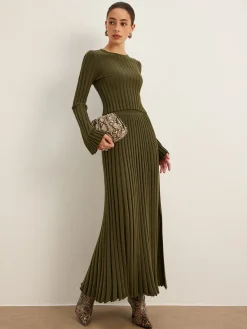COMMENSE Lettuce Trim Pleated Sweater Skirt* Skirts|Knitwear