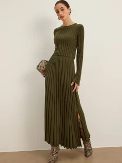 COMMENSE Lettuce Trim Pleated Sweater Skirt* Skirts|Knitwear