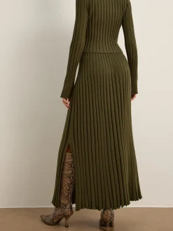 COMMENSE Lettuce Trim Pleated Sweater Skirt* Skirts|Knitwear
