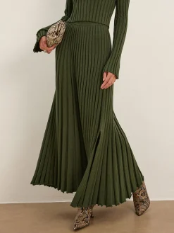 COMMENSE Lettuce Trim Pleated Sweater Skirt* Skirts|Knitwear