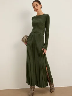 COMMENSE Lettuce Trim Pleated Sweater Skirt* Skirts|Knitwear
