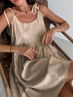COMMENSE Levanzo Tied Shoulder Short Dress* Vacation Dresses|Summer Dresses