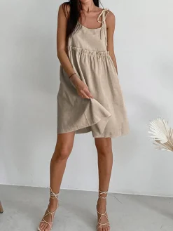 COMMENSE Levanzo Tied Shoulder Short Dress* Vacation Dresses|Summer Dresses