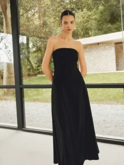 COMMENSE Linen Blends Basic Pockets Tube Long Dress* White Dresses|Black Dresses